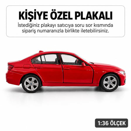 Bmw 335i Metal Araba - Kişiye Özel Plaklı - Kırmızı