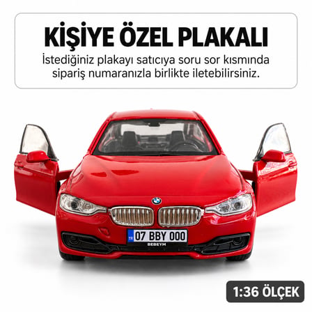 Bmw 335i Metal Araba - Kişiye Özel Plaklı - Kırmızı