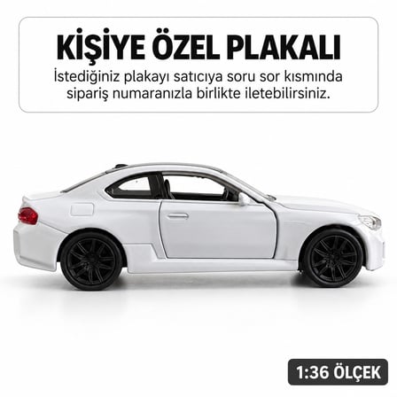 Bmw M2 Metal Araba - Kişiye Özel Plakalı - Beyaz