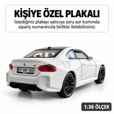 Bmw M2 Metal Araba - Kişiye Özel Plakalı - Beyaz