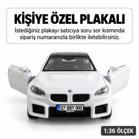 Bmw M2 Metal Araba - Kişiye Özel Plakalı - Beyaz