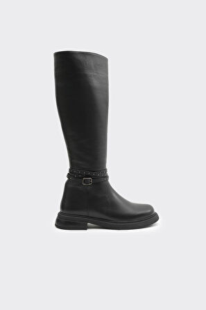 Hakiki Deri Tokalı Kadın Çizme