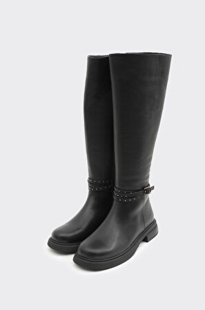 Hakiki Deri Tokalı Kadın Çizme