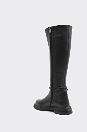 Hakiki Deri Tokalı Kadın Çizme