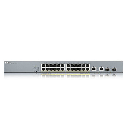 ZYXEL GS1350-26HP 24 PORT G.BIT POE SWITCH 375 WAT yönetilebilir 2 Port GigaBit SFP Rackmount