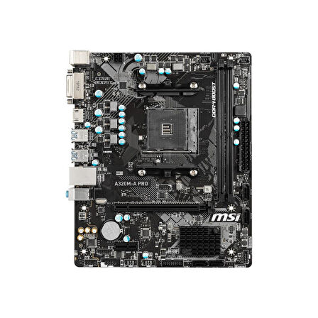 MSI A320M-A PRO AM4 DDR4 3200(OC) DVI HDMI USB3.2 mATX Anakart