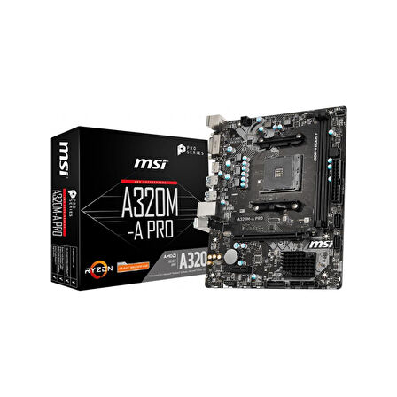 MSI A320M-A PRO AM4 DDR4 3200(OC) DVI HDMI USB3.2 mATX Anakart