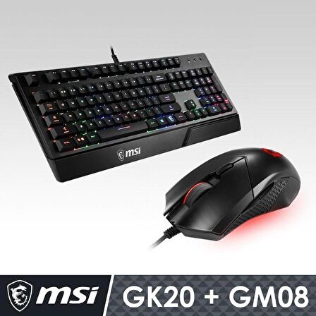 MSI Vigor GK20 Türkçe RGB Klavye & MSI Clutch GM08 Mouse Gaming Set