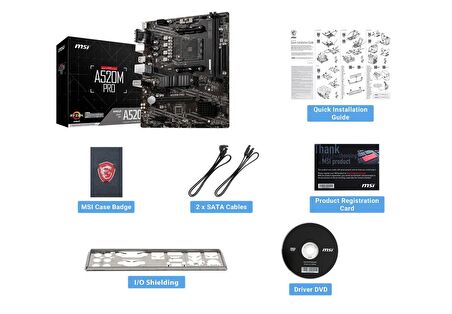 MSI A520M PRO DDR4 4600/1866Mhz M.2 M.ATX AM4