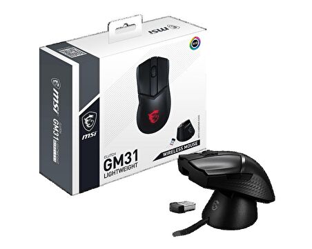 MSI GG CLUTCH GM31 LIGHTWEIGHT WIRELESS GAMING MOUSE 12000 DPI OPTIK SENSOR RGB LED OYUNCU FARESI