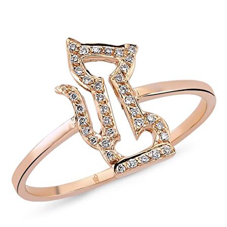 18 Ayar Altın Pırlanta Kedi Yüzük 47192