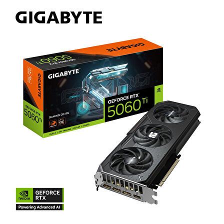 Gigabyte GeForce RTX5060TI GAMING OC GV-N506TGAMING OC-8G GDDR7 8GB 128Bit Gaming (Oyuncu) Ekran Kartı