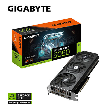 Gigabyte GeForce RTX5050 GAMING OC GV-N5050GAMING OC-8GD GDDR6 8GB 128Bit Gaming (Oyuncu) Ekran Kartı