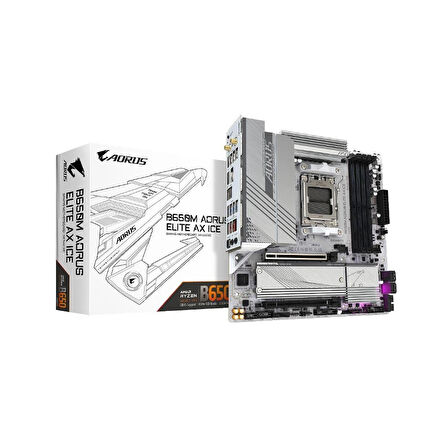 Gigabyte B650M Aorus Elite AX ICE AMD AM5 DDR5 Micro ATX Anakart