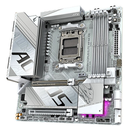 Gigabyte B850M Aorus Elite WIFI6E Ice AMD AM5 DDR5 Micro ATX Anakart