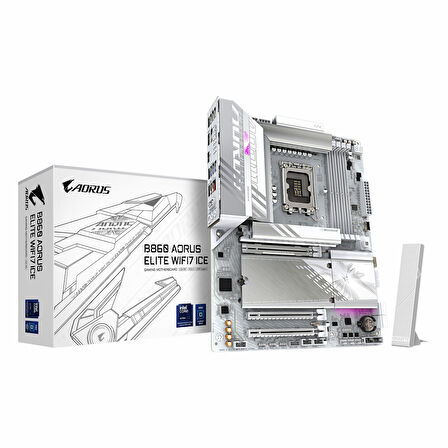 Gigabyte B860 Aorus Elite WiFi7 Ice DDR5 (9200MHz)OC M.2 HDMI/DP/USB-C PCIe 5.0 1851P ATX Anakart