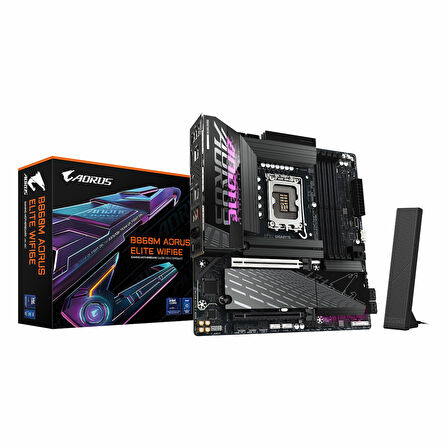 Gigabyte B860M Aorus Elite WiFi6E DDR5 (9200MHz)OC M.2 HDMI/DP/USB-C PCIe 5.0 1851P mATX Anakart