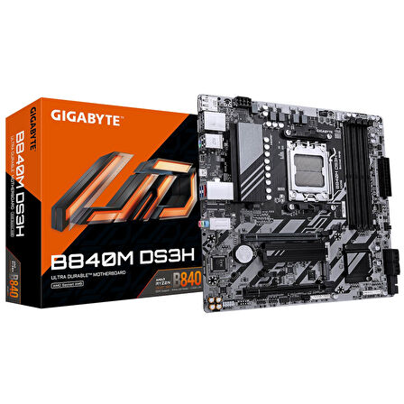 Gigabyte B840M DS3H Soket AM5 DDR5 8200MHz (OC) mATX Gaming (Oyuncu) Anakart
