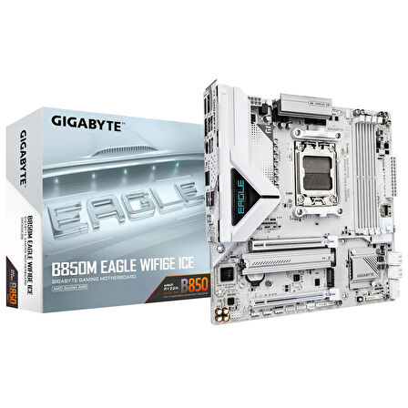 Gigabyte B850M EAGLE WIFI6E ICE AM5 DDR5 8200MHz (OC) mATX Gaming (Oyuncu) Anakart