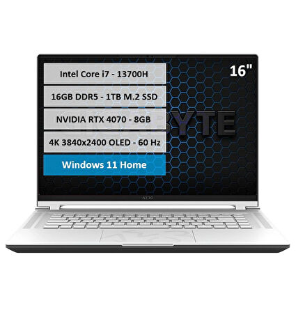 Gigabyte Aero 16 BSF i7-13700H 16GB DDR5 1TB SSD RTX4070-8GB 16'' UHD Windows 11