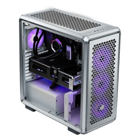 Cooler Master MasterFrame 600TG MF600-SGNN-S00 3x140mm(Ön)-1x120mm(Arka) ARGB Fan Modüler ATX Alüminyum Gümüş Gri Mid Tower Gaming (Oyuncu) Kasası