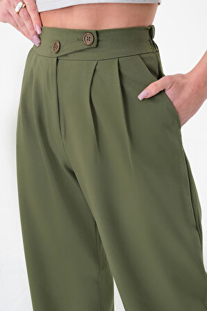 Kadın Haki Kore Model Palazzo Pantolon