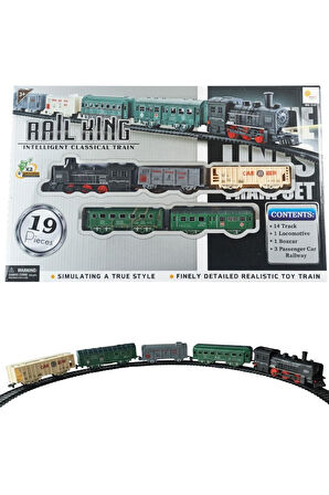 Pilli, Işıklı 19 Parça Oyuncak Tren Seti - Steam Express Model