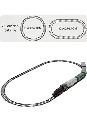 Pilli, Işıklı 19 Parça Oyuncak Tren Seti - Steam Express Model