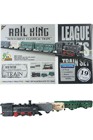 Pilli, Işıklı 19 Parça Oyuncak Tren Seti - Steam Express Model