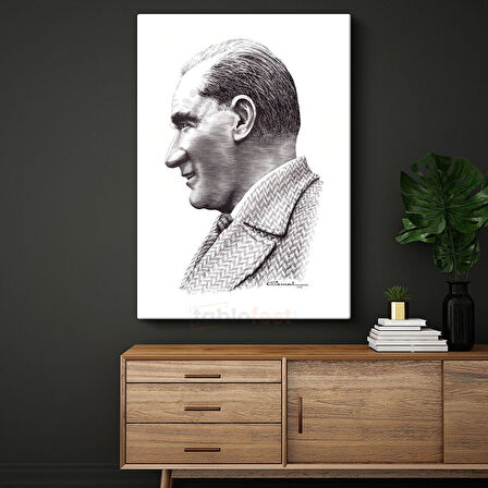 Karakalem Profil - İmzalı Sanatsal Portre Kanvas Tablo