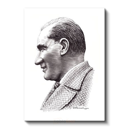 Karakalem Profil - İmzalı Sanatsal Portre Kanvas Tablo