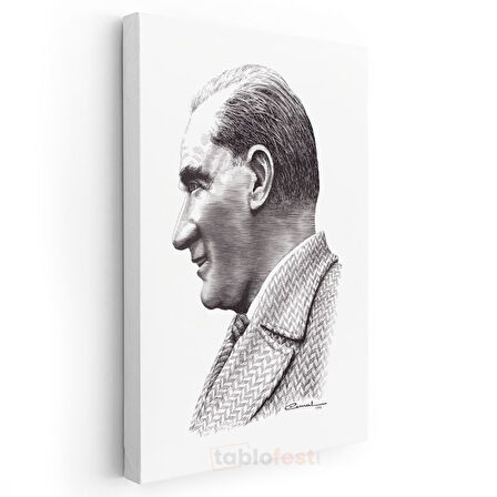 Karakalem Profil - İmzalı Sanatsal Portre Kanvas Tablo