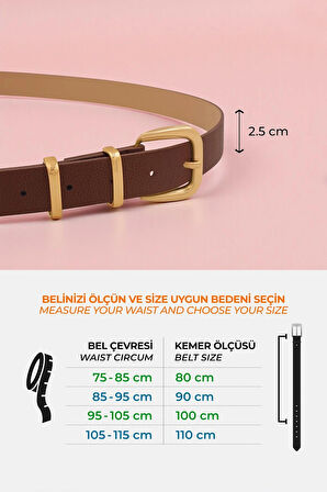 Çift Gold Köprülü Kahve Kadın Kemer