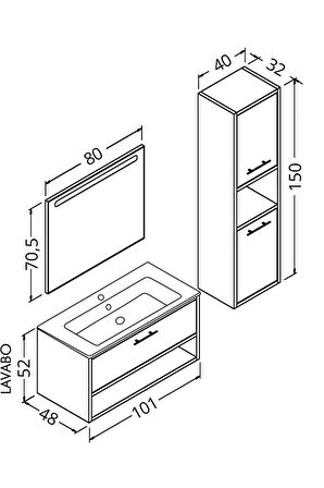 
Asya 100 Cm Banyo Dolabı - Boy Dolap Dahil