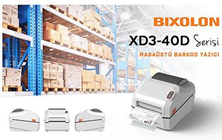 Bıxolon XD3-40DE 4-inç Direkt Termal Masaüstü Etiket Yazıcı Usb, Seri, Eth Beyaz