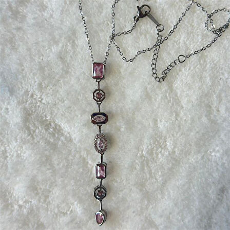 Uretti - Melik 9215 Yedi Element Taşlı Çelik Y Kolye  