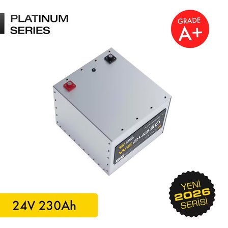 24V 230Ah LiFePO4 Platinum Series Bluetooth'lu Lityum Demir Fosfat Akü/Batarya