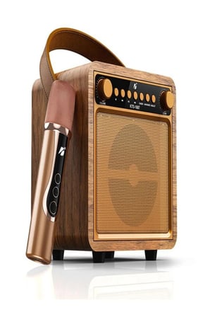 4” Ahşap Hoparlör Kablosuz Mikrofonlu Taşınabilir Karaoke Sistemi Party Box Eğlence Paketi