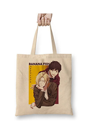 Banana Fish Ash Lynx Eiji Okumura Anime Bez Çanta Uzun Saplı Alışveriş Çantası Plaj Çantası