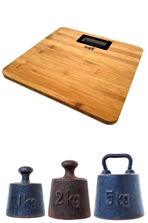 İpek Yıldızı® Techfit Bambu Banyo Baskülü Yüksek Hassasiyetli Darbelere Dijital Dayanıklı Terazi Tf 1065 M