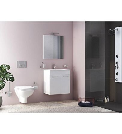 VitrA Ardea 67074 Banyo Dolabı Seti Kapaklı 60 cm Parlak Beyaz