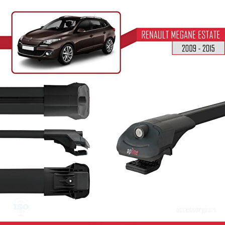 Renault Megane 3 ST 2009-2015 Arası ile Uyumlu ACE-1 Ara Atkı Tavan Barı Siyah 2 Adet