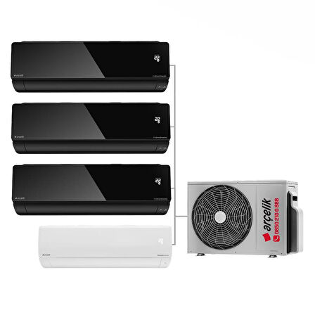 Arçelik Karma Multi Sistem Duvar Tipi 4+1 İnverter 9+9+9 BTU (Siyah) 12 BTU (Beyaz) - 30000 BTU Dış Ünite