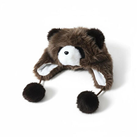 9-15 Yaş Çocuk Peluş Figürlü Kışlık Bere