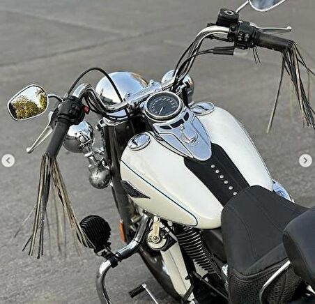 Tex 2060 Chopper Motosiklet Elcik Püsküllü Motorsiklet Elciği Chopper Püskül Deri Elcik Siyah