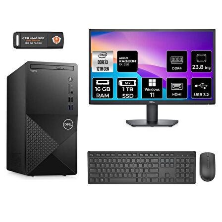 Dell Vostro 3910MT i3 12100 16GB 1TB SSD RX550/4GB W11P N3563VDT3910 MASAÜSTÜ PC & 23.8" MONİTÖR