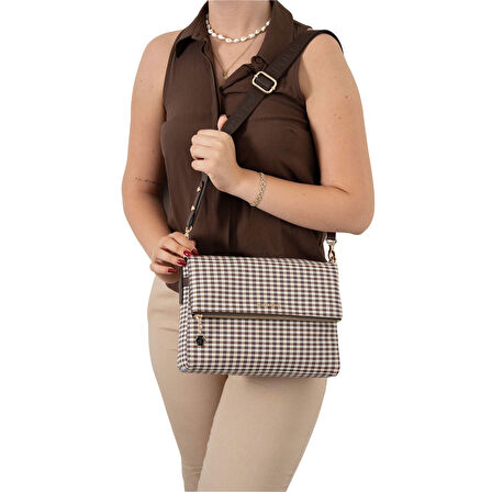 Silver Polo  Kadın Çapraz Çanta 963-47362 SILVER POLO ÇAPRAZ BAYAN ÇANTASI M191 KAHVE SARI-MAT KAHVE