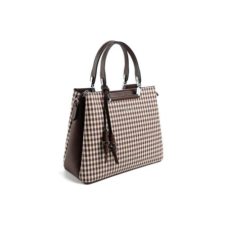 Silver Polo  Kadın Omuz Çantası 969-47368 SILVER POLO BAYAN ÇANTASI M191 KAHVE SARI-MAT KAHVE