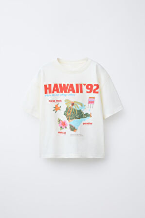 Hawaii  92 Baskılı Kız Çocuk  %100 Pamuk Tişört