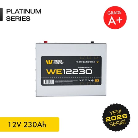12V 230Ah LiFePO4 Platinum Series Bluetooth'lu Lityum Demir Fosfat Akü/Batarya